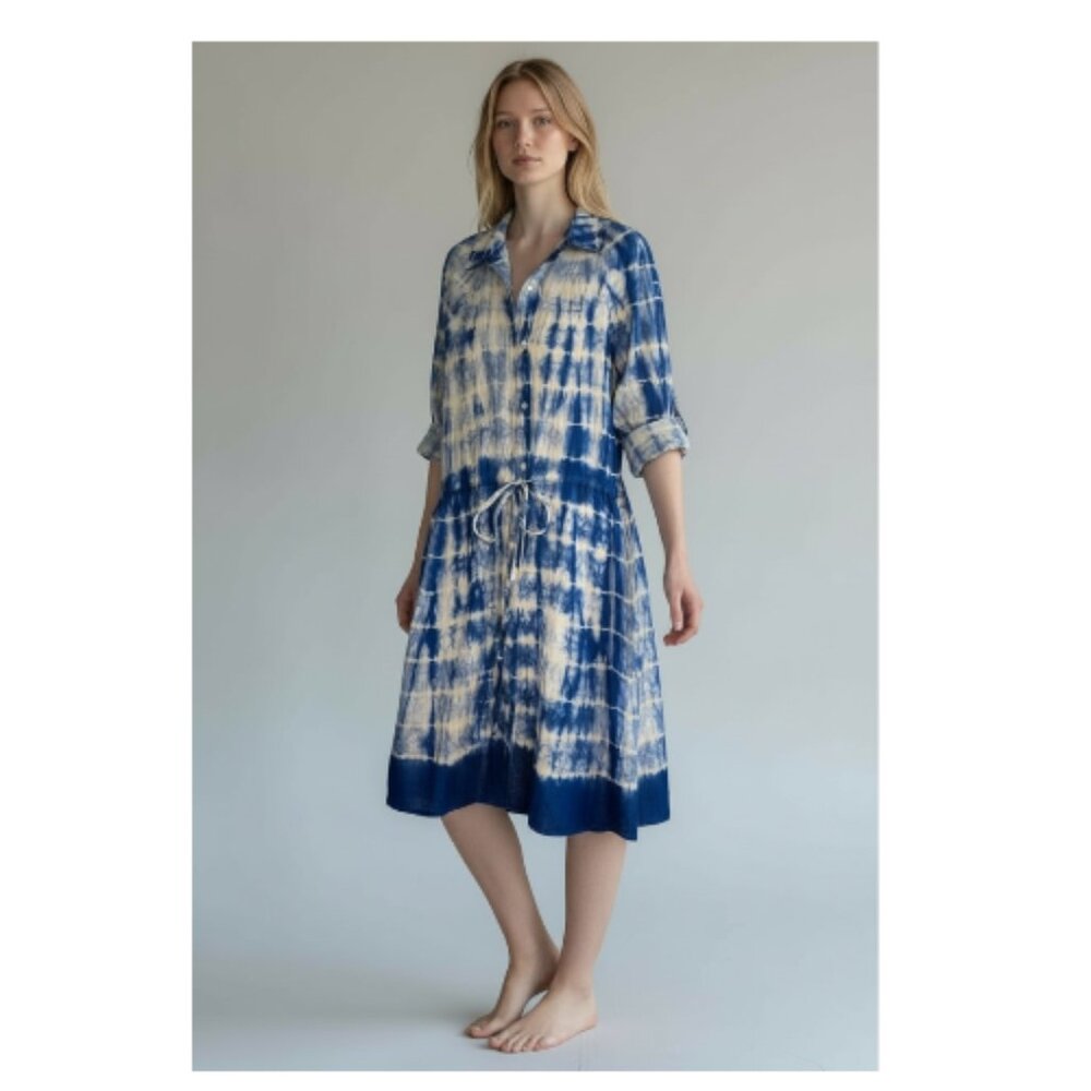 Calvin Klein Silk Tie Dye Shirt Dress